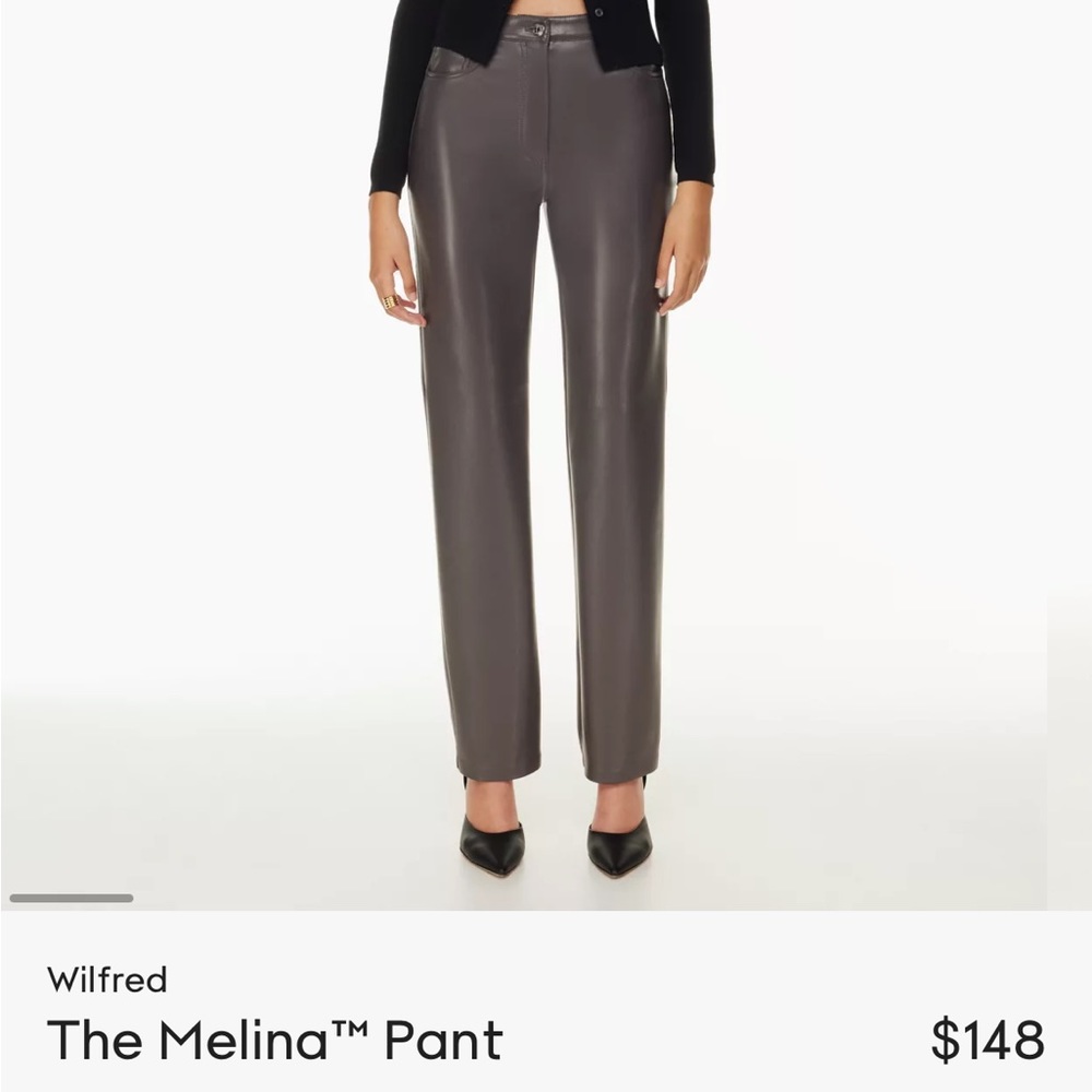 Aritzia the Melina pant leather pant in peppercorn grey